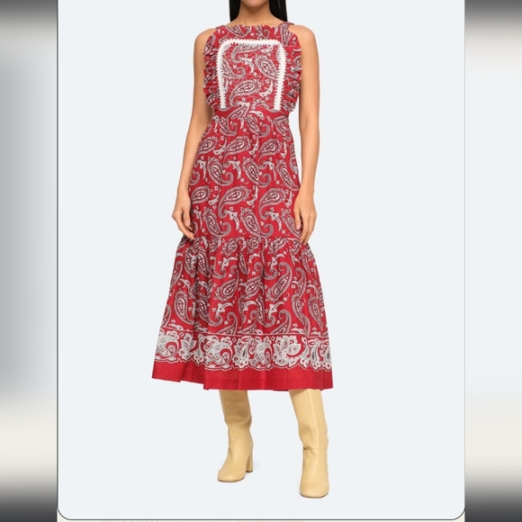 Sea New York Theodora Red Apron Dress US 6 - Picture 9 of 13